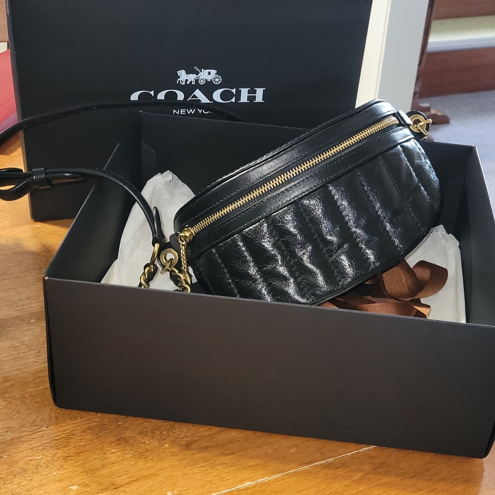 Coach Black Quilted Leather Crossbody Bag